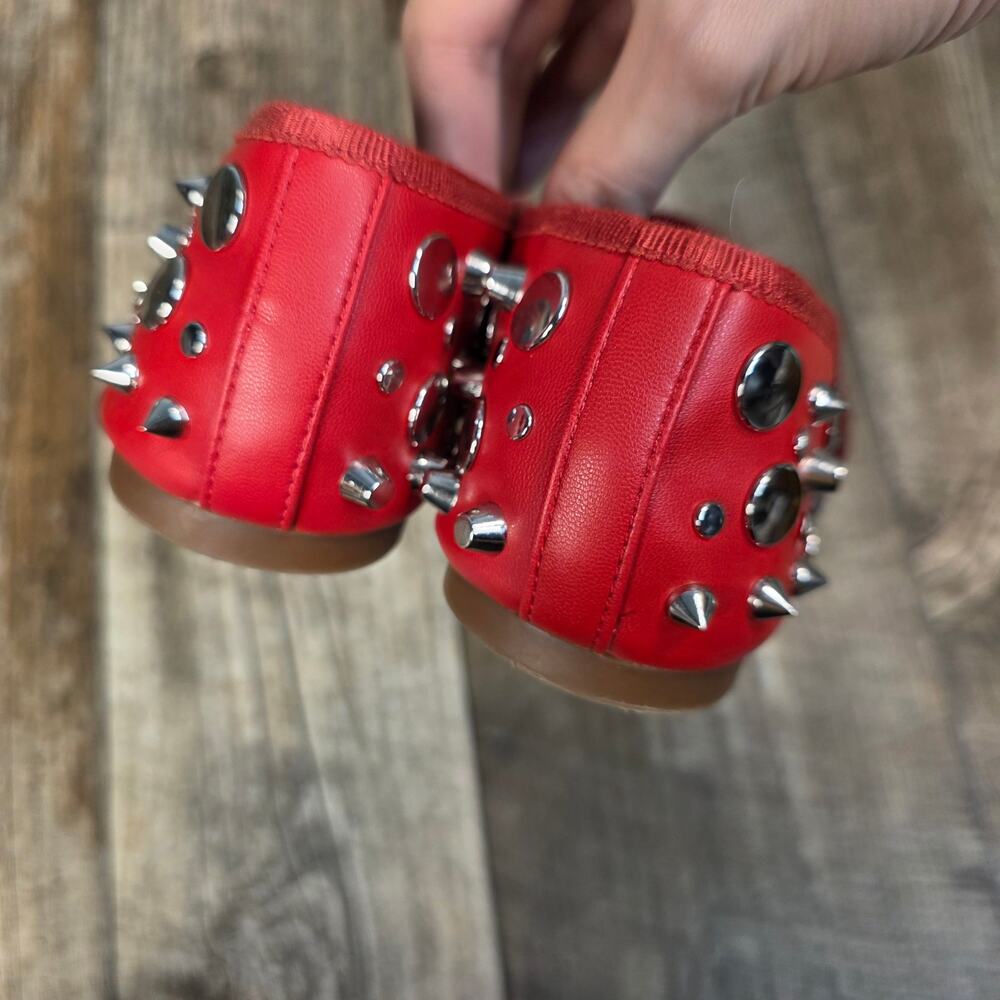 Jessica Simpson Red Studded Mary Jane Flats Size 7 Indie Sleaze - Picture 7 of 8
